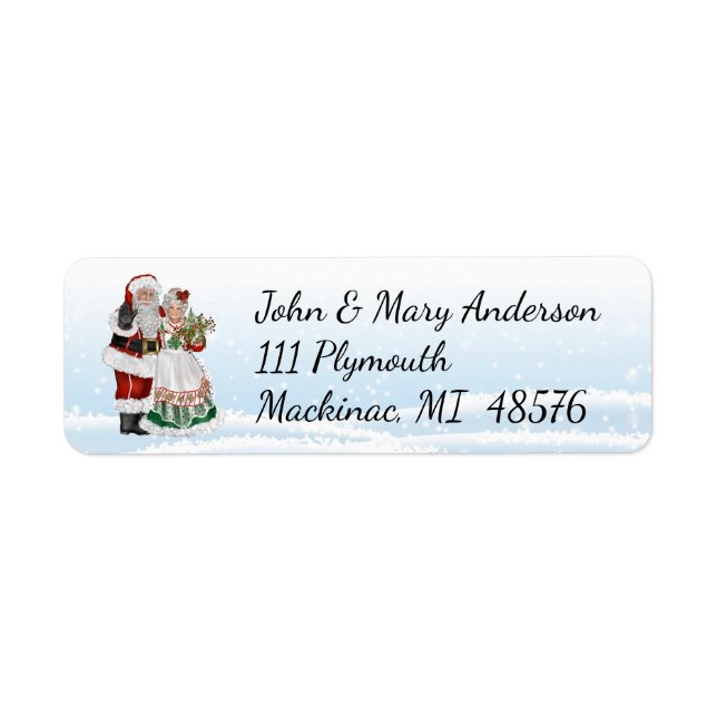 Santa och Claus Address Label Returadress Etikett (Framsidan)