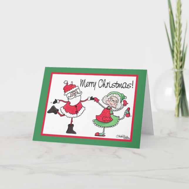 Santa och Claus Dance Helgkort (Framsida)