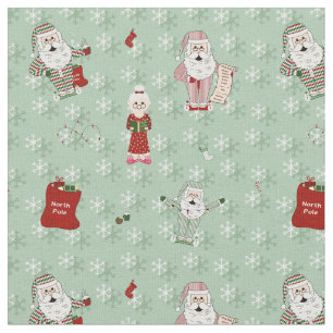 Santa och Claus i Pajamas och Nightgown Tyg
