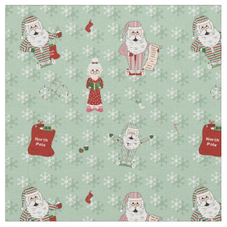 Santa och Claus i Pajamas och Nightgown Tyg