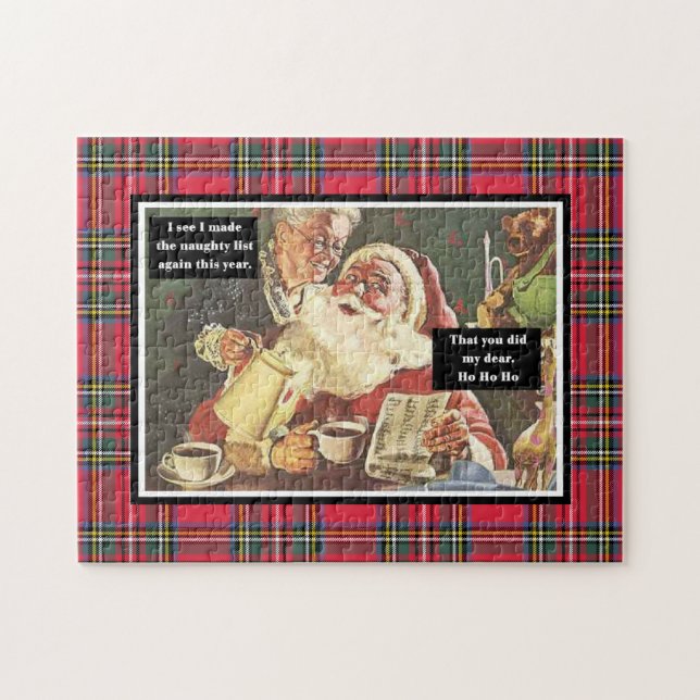 Santa och Claus Naughty List Funny Play Pussel (Horisontell)