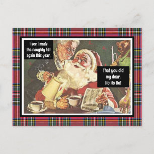 Santa och Claus Naughty Vintage Funny Play Vykort