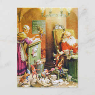 Santa och Claus och Elves vid Nordpolen Helg Vykort
