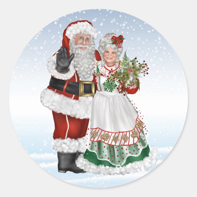 Santa och Claus Sticker Runt Klistermärke (Framsida)