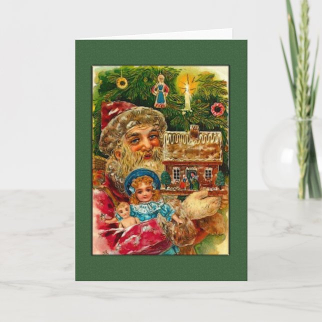 Santa och Cottage Hälsning Helgkort (Framsida)