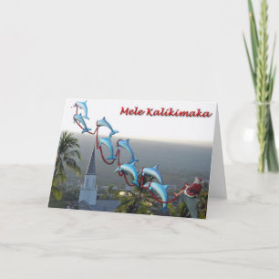 Santa och delfinMele Kalikimaka kort