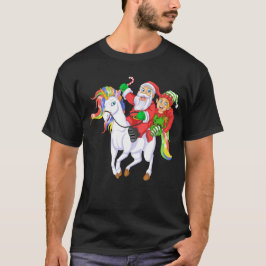Santa och elf ridi t shirt
