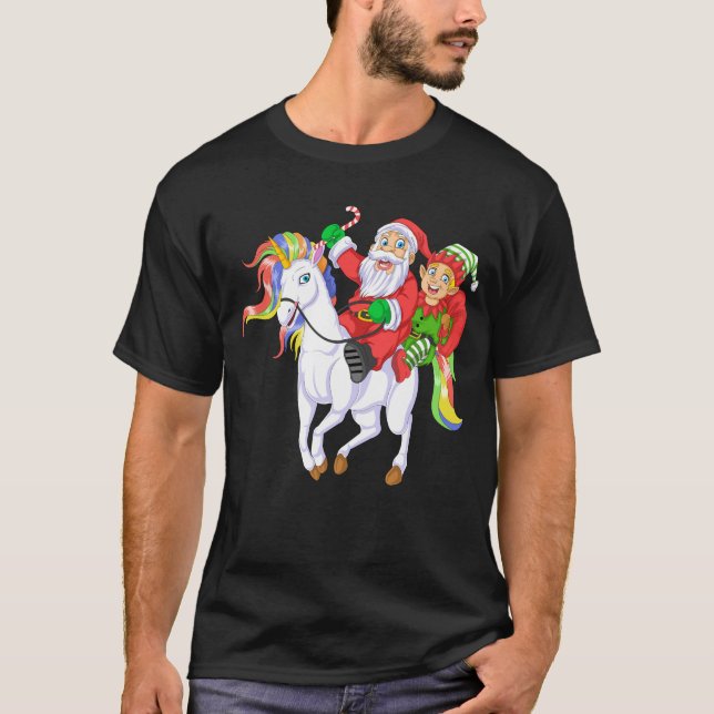 Santa och elf ridi t shirt (Framsida)