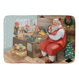 Santa och Elves Skapar Leksaker | Jul Badrumsmatta