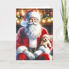 Santa och en valp | Vintage jul Helgkort