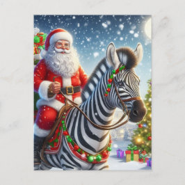 Santa och en Zebra Fantasy Vykort