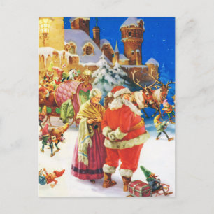 Santa och Fru Claus, julafton, nordpolenen Helg Vykort