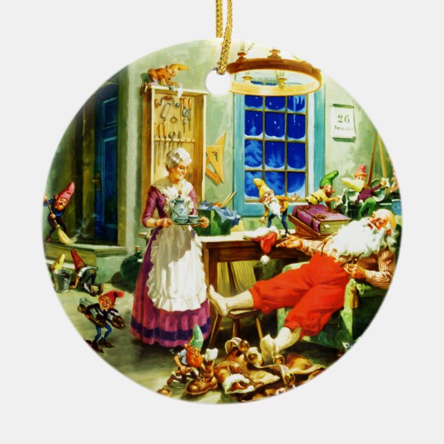 Santa och Fru Claus Koppla av julnatt Julgransprydnad Keramik (Framsidan)