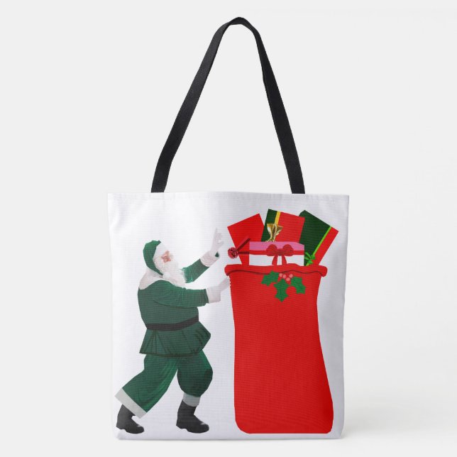 Santa och Gift Sack Tote Bag Tygkasse (Framsida)