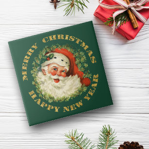 Santa och Grönt Gräs Ram Kakelplatta