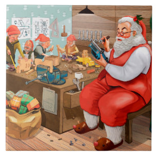 Santa och hans älvar i seminariet kakelplatta