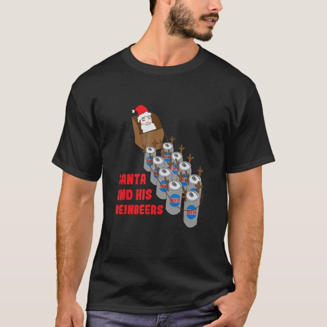 Santa och hans återiners Beer Drinker T Shirt (Framsida)