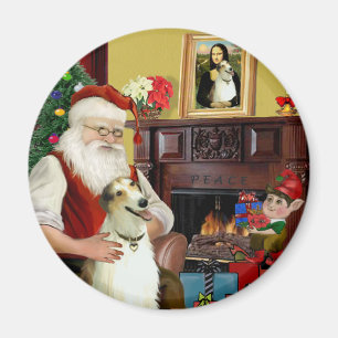 Santa och hans Borzoi Magnet