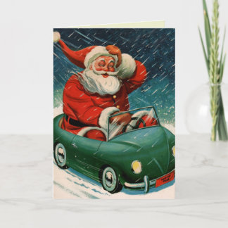 Santa och hans elbil helgkort