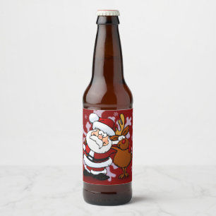 Santa och hans favoritrenare Anpassningsbar Beer F Ölflaska Etikett