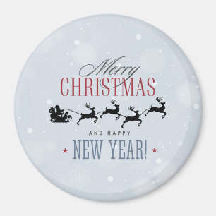 Santa och hans flygande renare Silhouette-jul Magnet