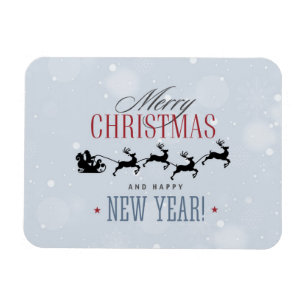 Santa och hans flygande renare Silhouette-jul Magnet