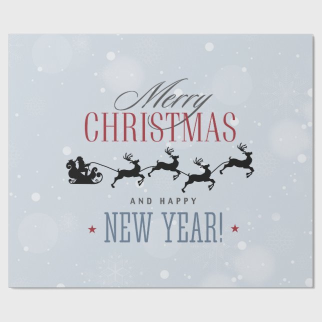 Santa och hans flygande renare Silhouette-jul Presentpapper (Platt)