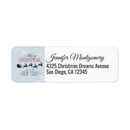 Santa och hans flygande renare Silhouette-jul Returadress Etikett