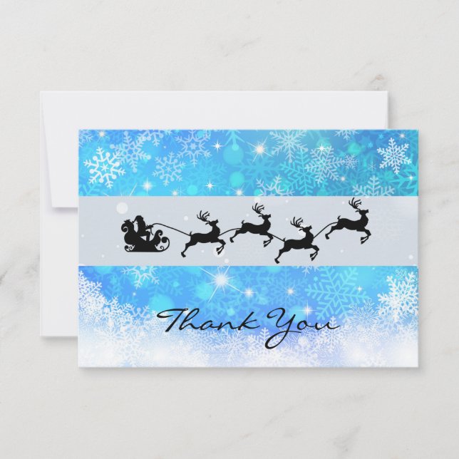 Santa och hans flygande renare Silhouette-jul Tack Kort (Framsida)