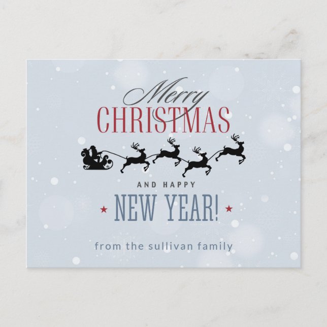 Santa och hans flygande renare Silhouette-jul Vykort (Framsida)