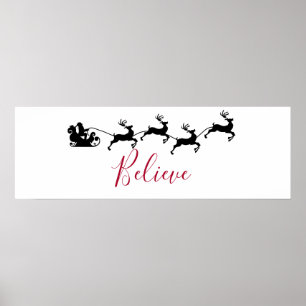 Santa och hans flygande renare Tro Poster