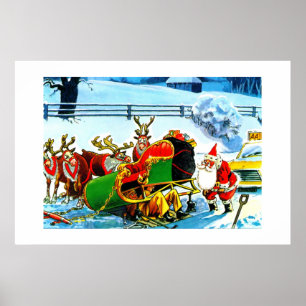 SANTA OCH HANS REINDEER HJÄLPTE AV AA POSTER