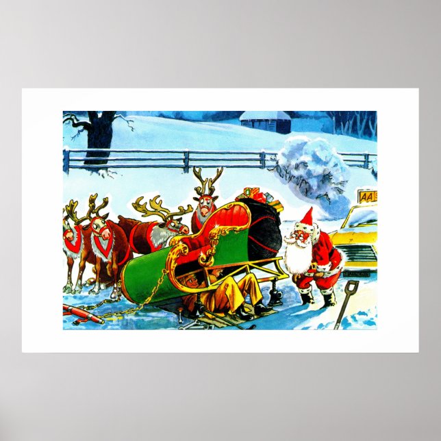 SANTA OCH HANS REINDEER HJÄLPTE AV AA POSTER (Framsidan)