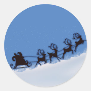 Santa och hans ren runt klistermärke