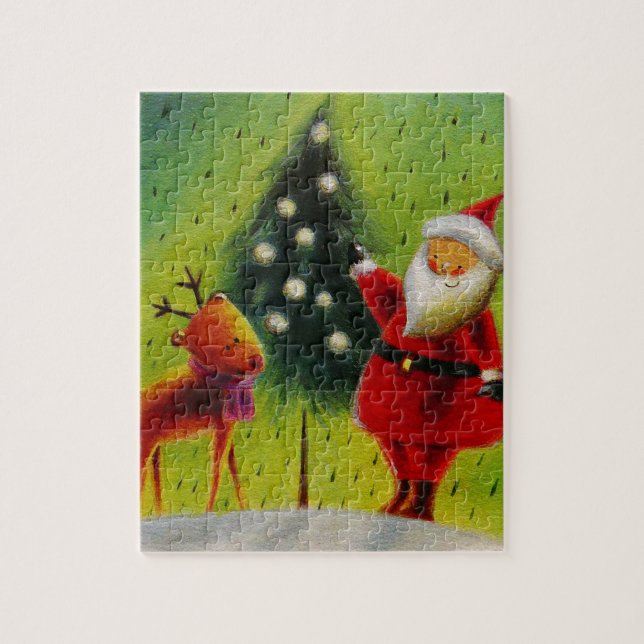 Santa och hans rener pussel (Vertikal)