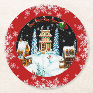 Santa och hans renunderlägg underlägg papper rund