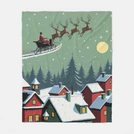Santa och Hans Sleigh Fleecefilt