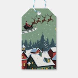 Santa och Hans Sleigh Presentetikett