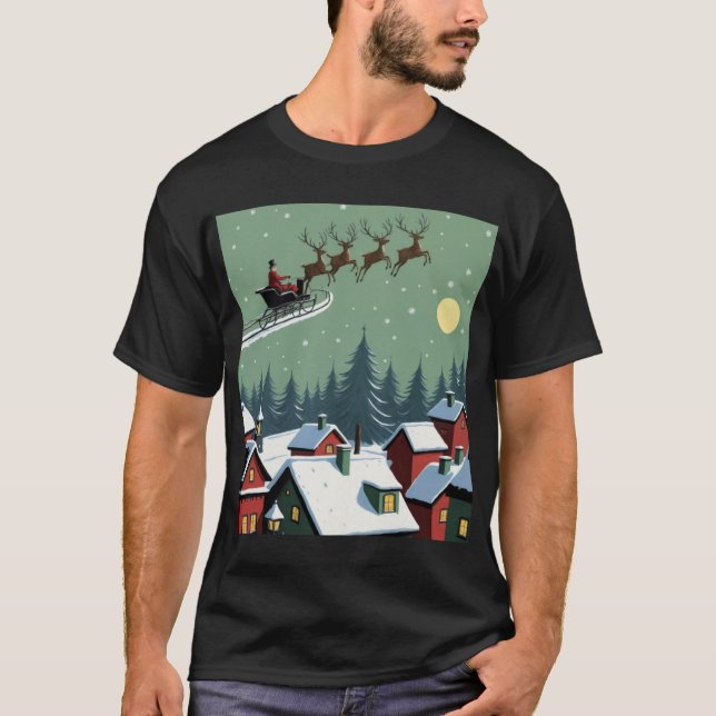 Santa och Hans Sleigh T Shirt (Framsida)