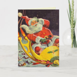 Santa och hans utrymmebil helgkort