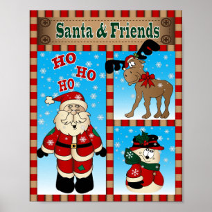 Santa och hans vintervänner poster
