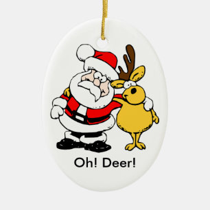 Santa och Hjort Odd lite prydnadsföremål Julgransprydnad Keramik
