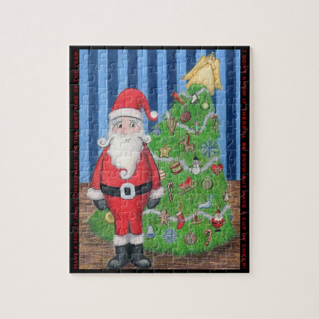 Santa och Julgran Holly Jolly Puzzle Pussel (Vertikal)