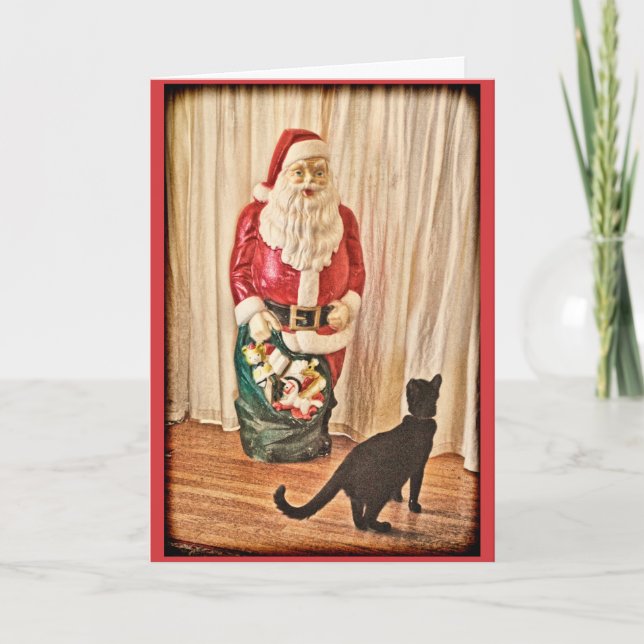Santa och kattunge helgkort (Framsida)