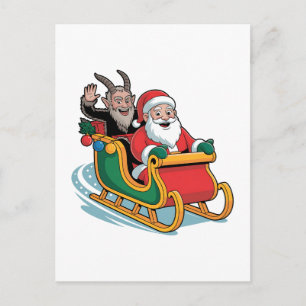 Santa och Krampus Ond Mörk Jul Skräck Xmas Helg Vykort