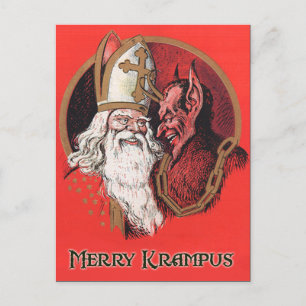 Santa och Krampus vykort