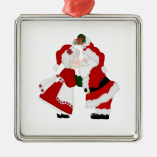 Santa och kyssande prydnad för Fru sats Julgransprydnad Metall