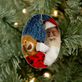Santa och Leo Lejona Julgransprydnad Keramik