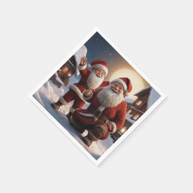 Santa och Little Helper-juldesign Pappersservett (Hörn)