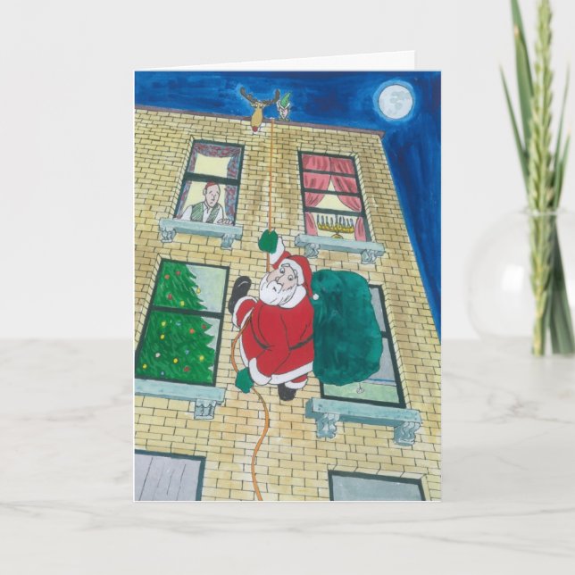 Santa och menorah helgkort (Framsida)